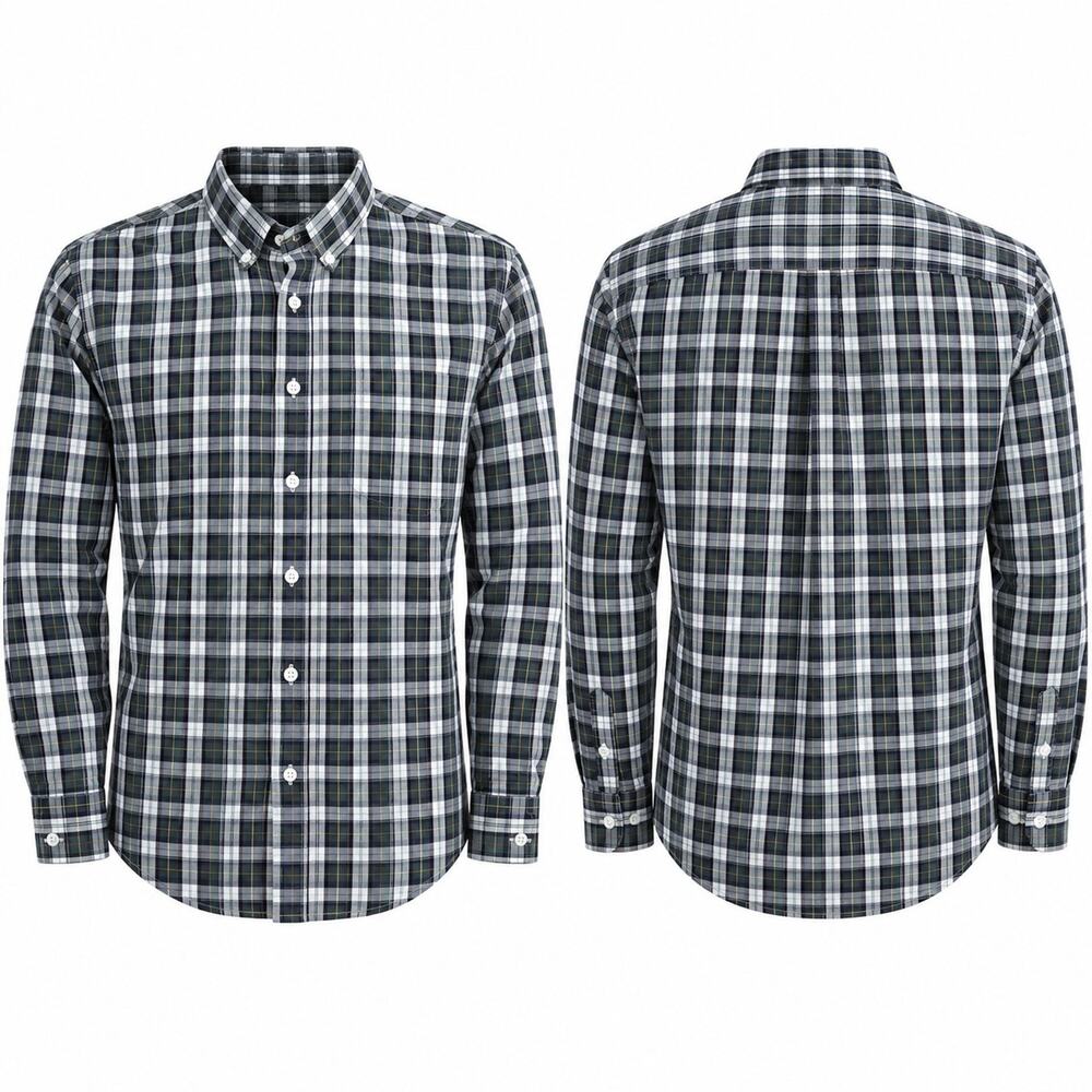 American Eagle Men’s Plaid Button Up Shirt Classic Fit Long Sleeve 100% Cotton